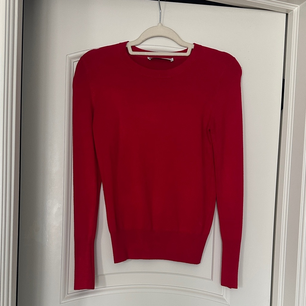 Zara Vibrant Red Crew Neck Sweater